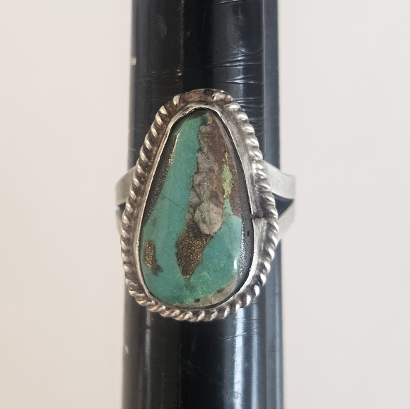 Vintage Fred Harvey Era Royston Turquoise Sterling Silver Navajo Ring Sz 7 - Picture 4 of 8